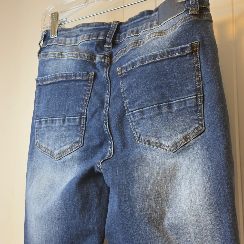 Resfeber Los Angeles Distressed Skinny Jeans Medium Wash Frayed Hem Womens - Picture 6 of 13